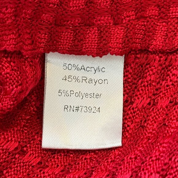 Ming Wang Womens Red Textured Cardigan Blazer Single Button Closure Size 1X - Picture 9 of 10